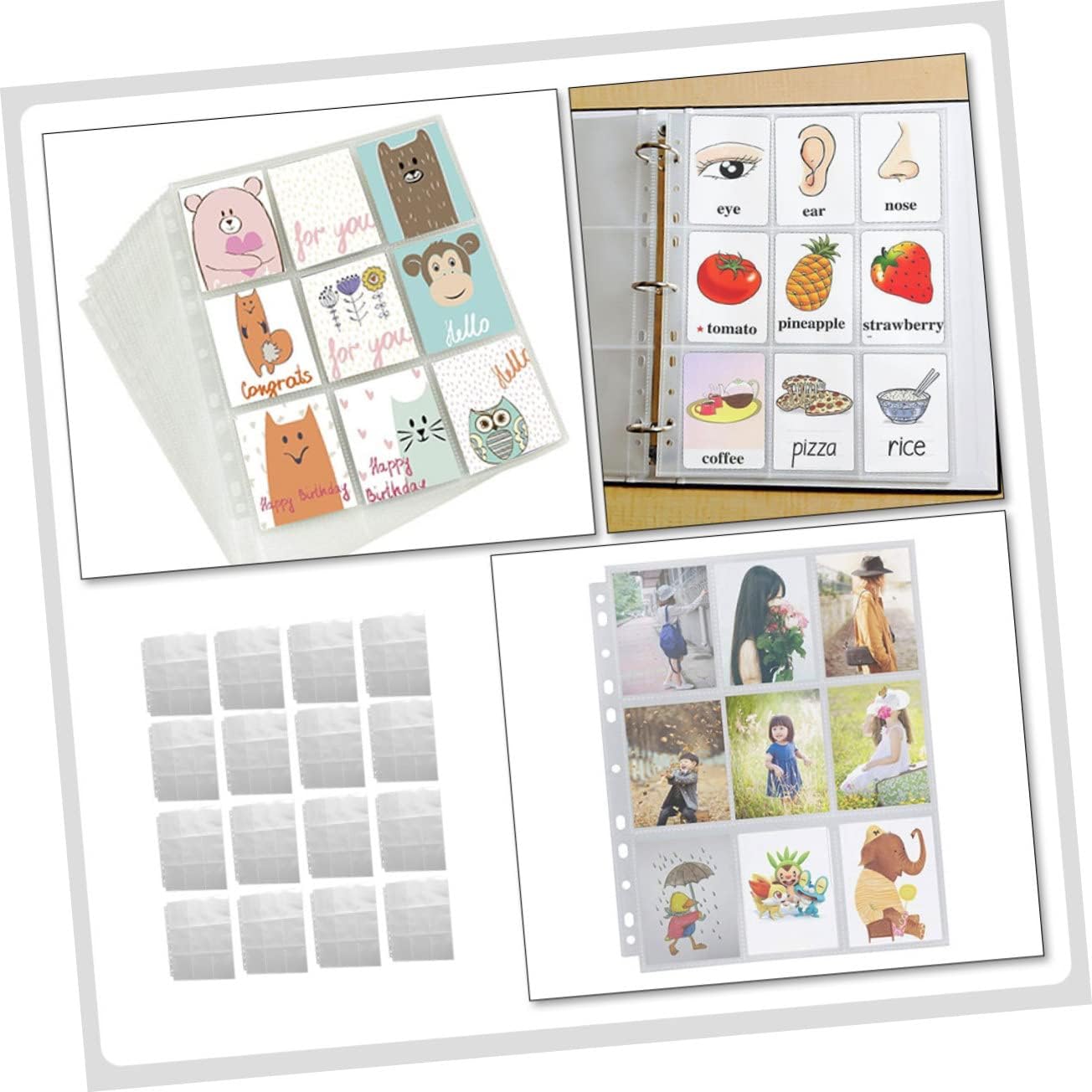 Ciieeo 20Pcs Blinder Photo Album Sleeves Inner Pages for Photos Cards and Postcards Loose Leaf Design for Weddings and Special Events