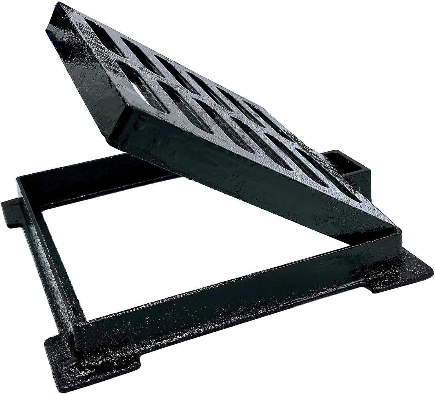 Cast Iron Drain Grate and Frame 10x10 in, B-Class 28100 lbs Heavy-Duty Driveway Channel Cover, Outdoor Trench Drainage Grate with Base, Square Metal Sewer Cover for Garage (True 9.8" ISL)