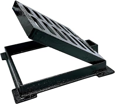 Cast Iron Drain Grate and Frame 10x10 in, B-Class 28100 lbs Heavy-Duty Driveway Channel Cover, Outdoor Trench Drainage Grate with Base, Square Metal Sewer Cover for Garage True 9.8" ISL
