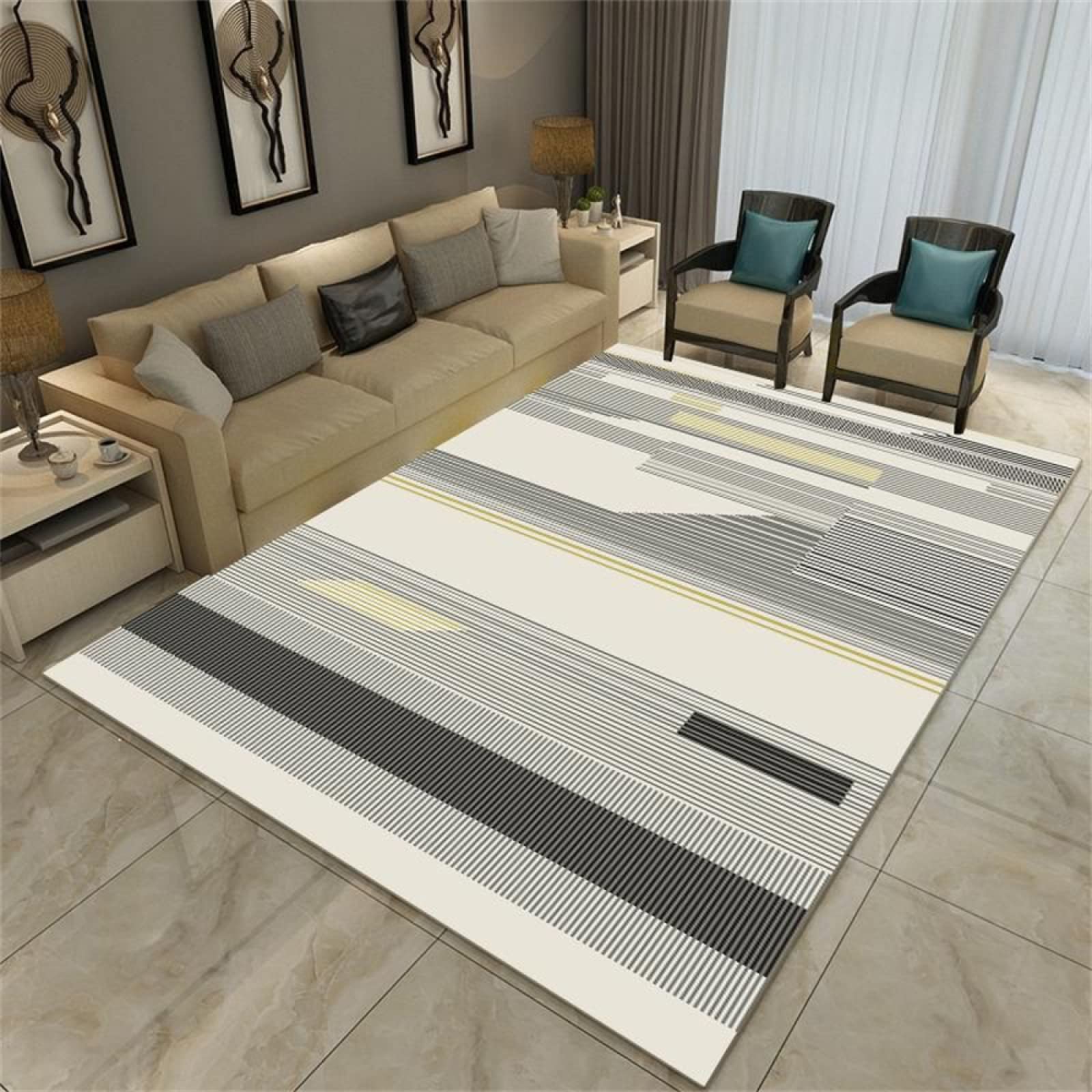 Tapis de luxe léger moderne gris 100x160 cm pour salon et décoration