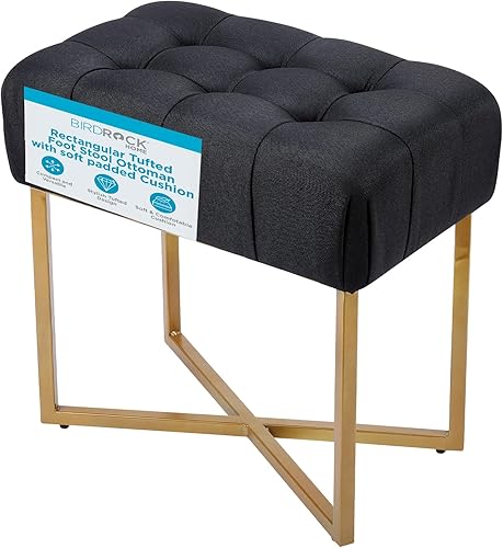 Miniatura 11 de BIRDROCK HOME Taburete rectangular copetudo con cojín acolchado suave, silla de tocador versátil para dormitorio, sala de estar, baño, asiento