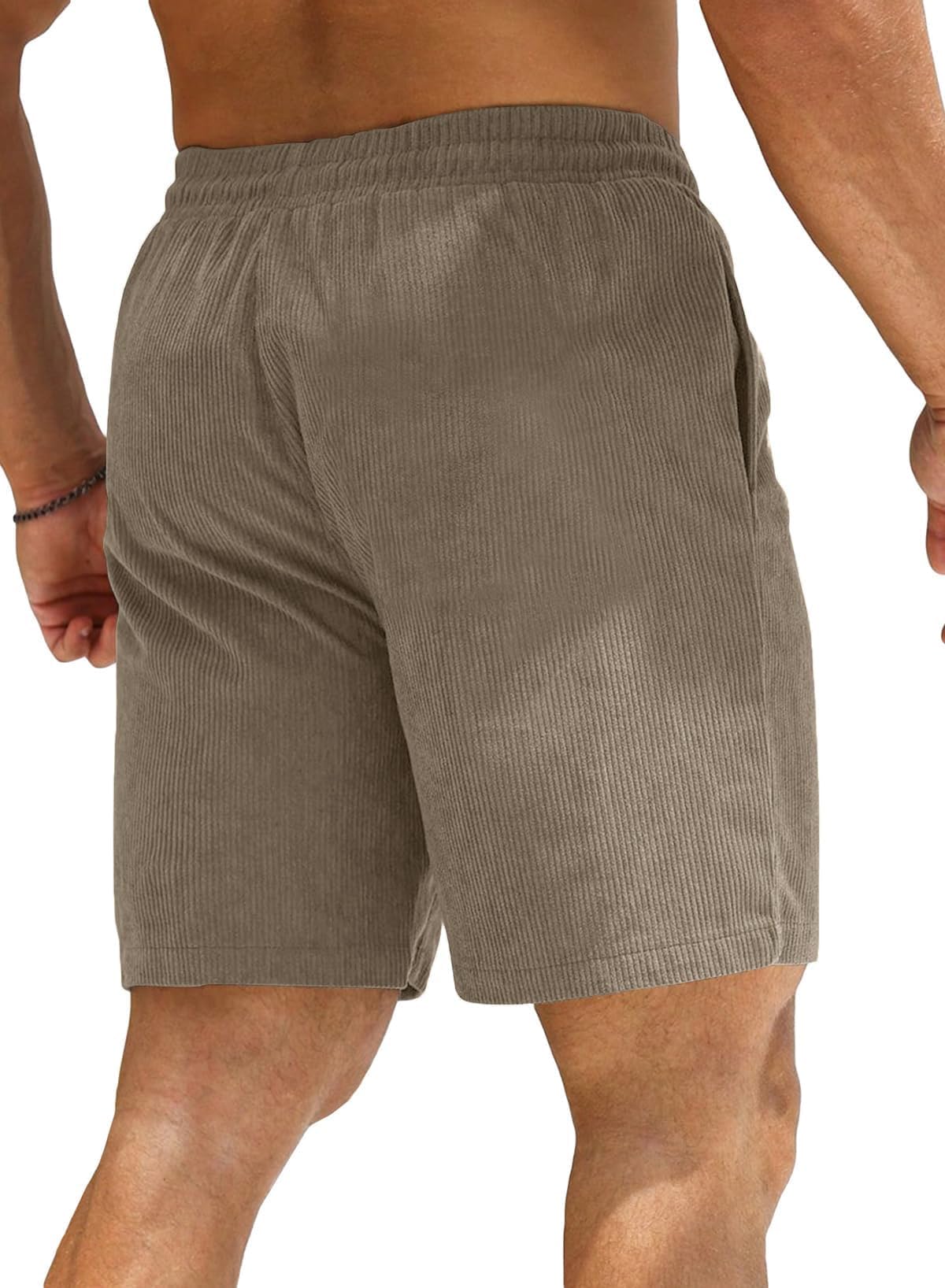 HMIYA Corduroy Shorts Herren Kurze Hosen Sommer Bermuda Freizeitshorts Baumwolle Elastische Taille mit Taschen