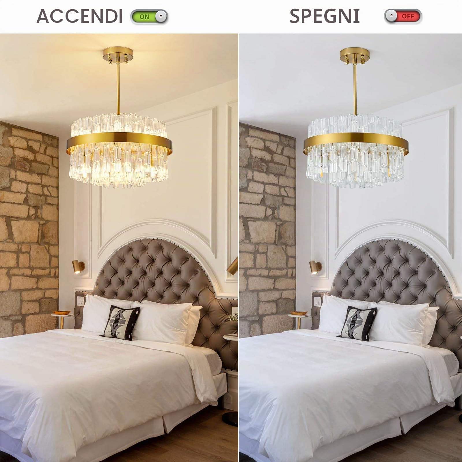 Lampadari in cristallo dorato Lampada da soffitto in cristallo Lampadari rotondi Lampada a sospensione per soggiorno, cucina, isola, tavolo da pranzo, corridoio, G9 x 8 luci 40 cm