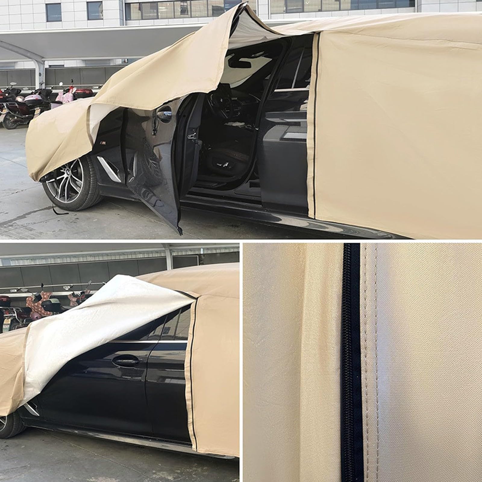 Coche Cubierta para Mercede-Benz W257 CLS 2018-2021,Cubre Coche Exterior Completa Impermeable con Cremallera,Tela Oxford,Sol Lluvia UV Polvo(Marrón)