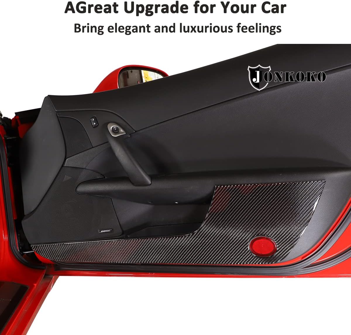 Carbon Fiber Interior Door Decoration Panel Cover Trims For Chevrolet Corvette C6 2005-2013 Car Door Anti-kick Panel Sticker Accessories (Black)