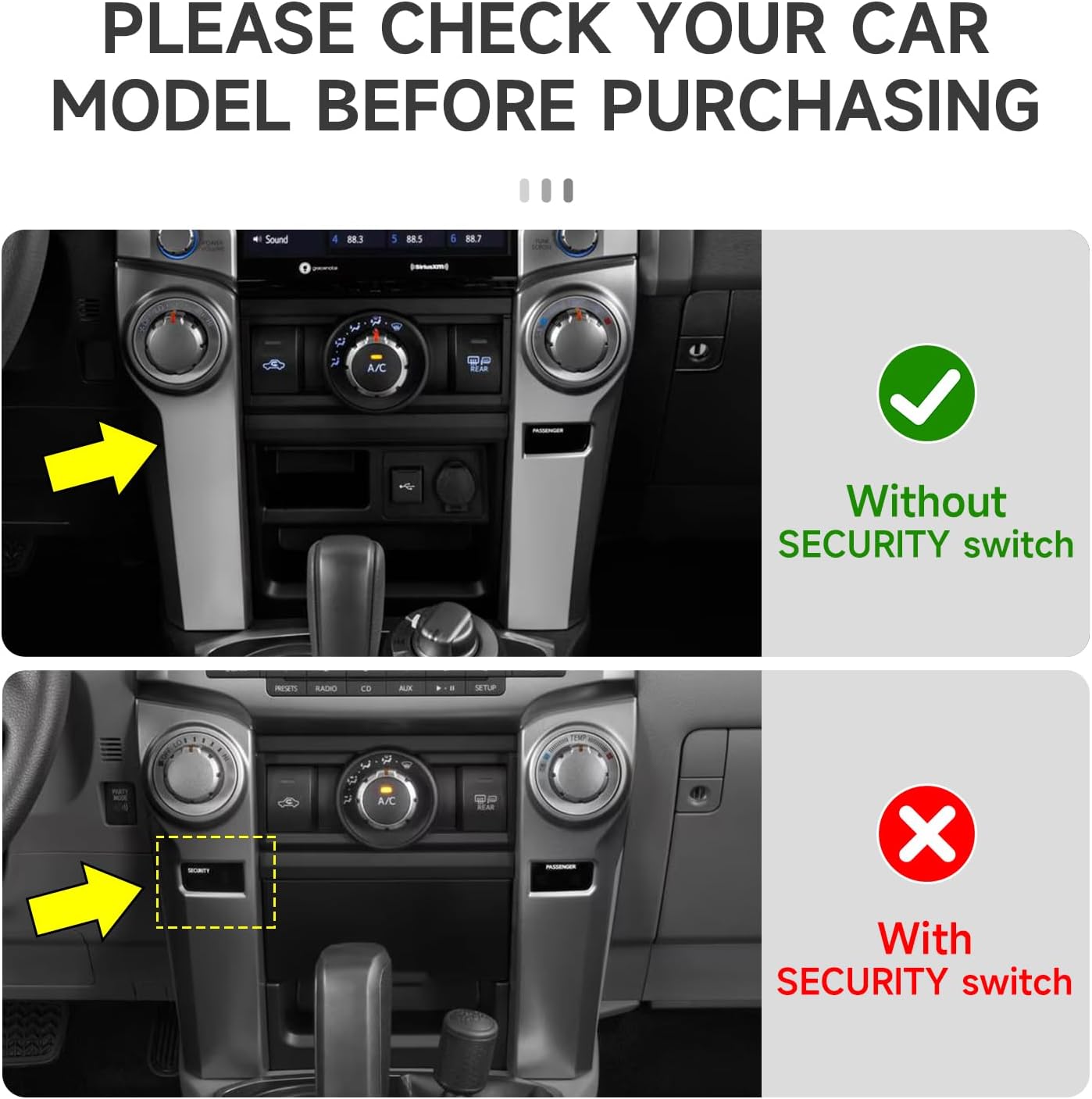 Car Air Conditioner Control Panel Sticker Decal ABS Carbon Fiber Decal Interior Trim Cover for Toyota 4Runner 2014-2024