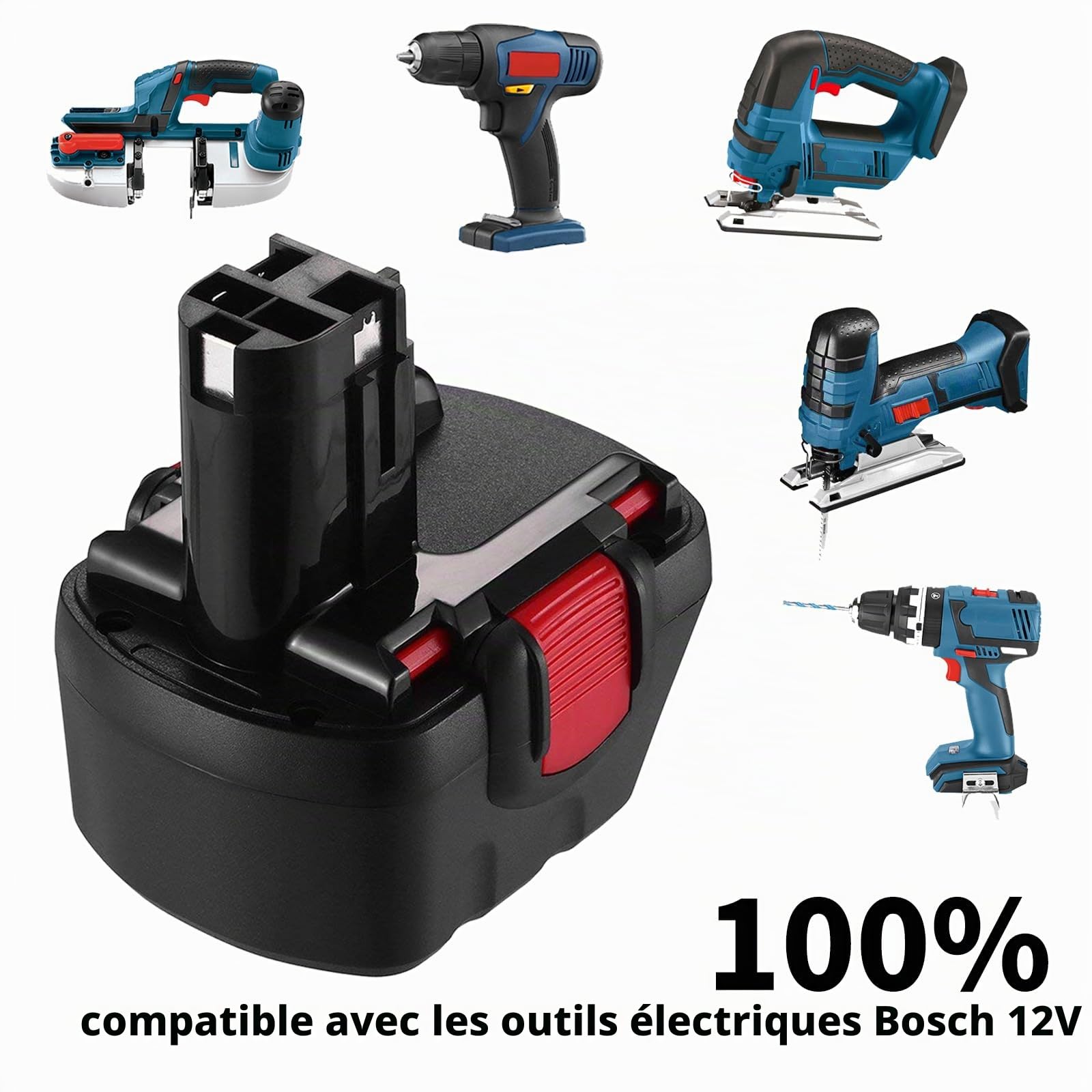 2X 12V 3.6Ah pour Bosch Batterie Ni-MH de Remplacement BAT043 BAT045 BAT120 BAT049 BAT139 PSR 12VE-2 PSB 12VE-2GSB 12VE-2GLI 2607335261 2607335273 2607335374 Outils électroportatifs