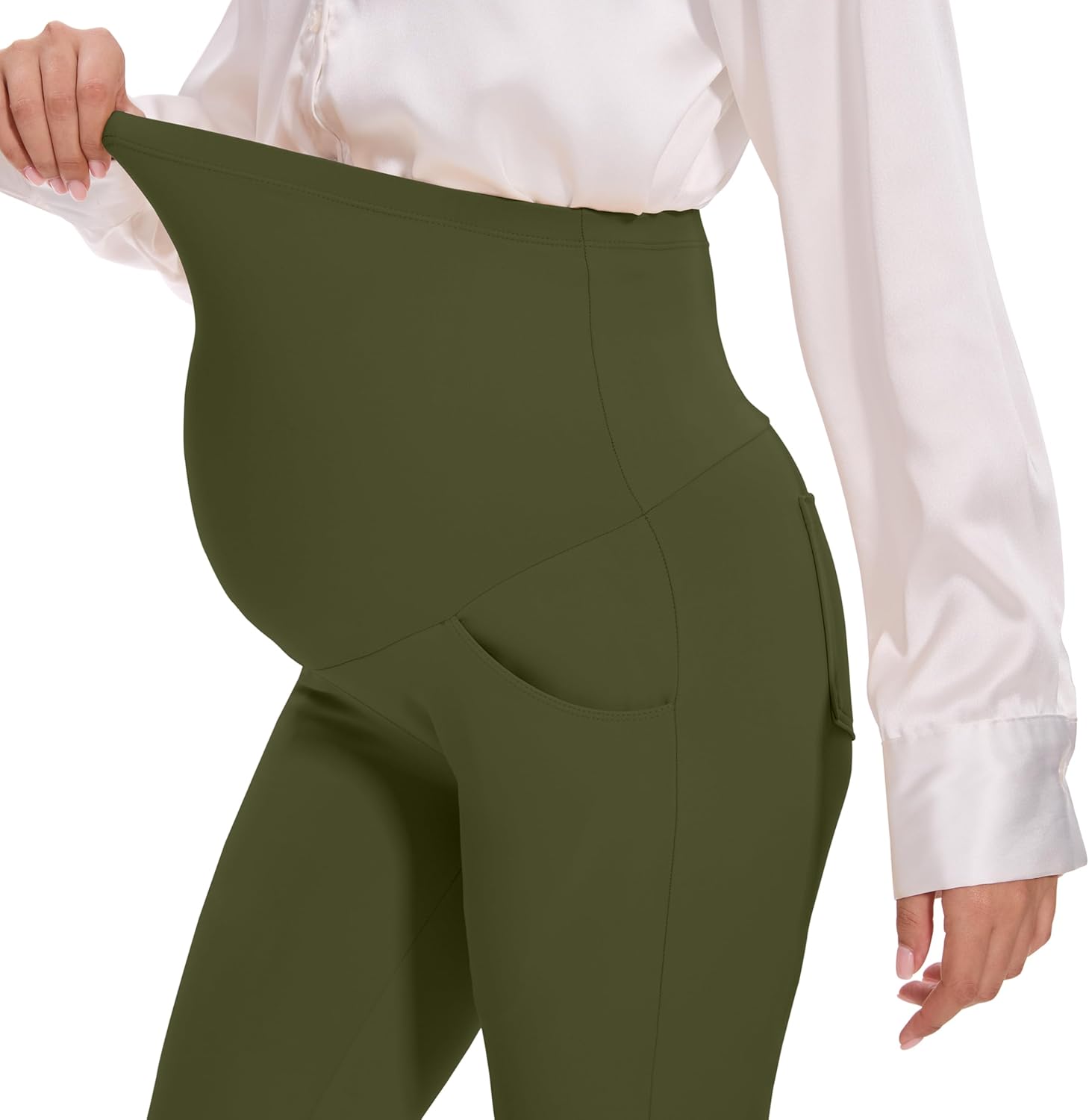 VIMPEP 27"/29"/31" Flare Maternity Yoga Pants Over The Belly Pregnancy Bootcut Strethcy Leggings with Pockets C201 - Image 2