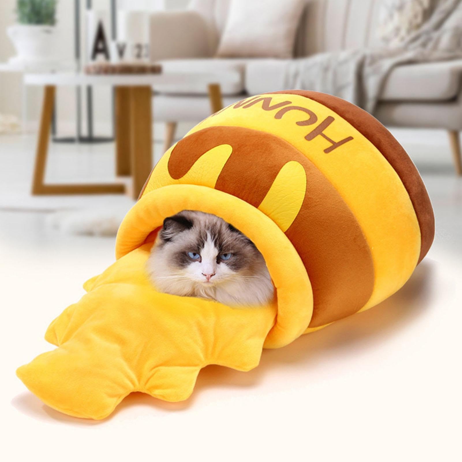 a tenda per gatti – cuccia isolata in peluche per gatti | graziosa grotta per gatti in stile barattolo di miele, morbido cuscino per , sicuro rifugio invernale per gatti gatti