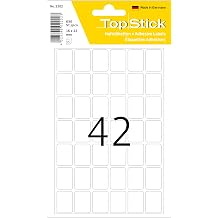 TopStick Multi Purpose Labels, 42 Labels per Sheet, 15 Sheets, 16 x 22 mm, 630 Labels, Self Adhesive Small Labels Stickers, Blank Sticky Labels for Office Kitchen Home, White