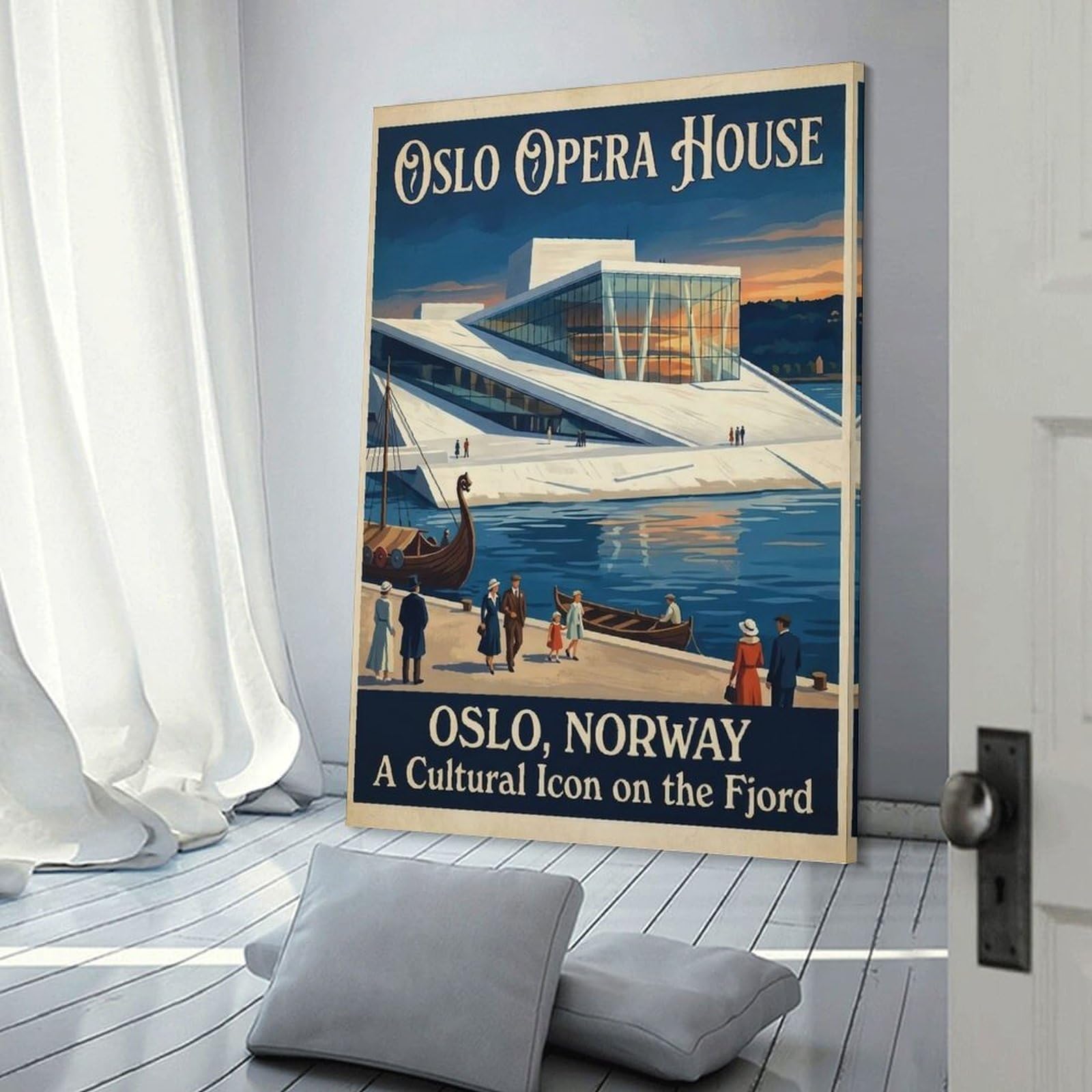 Junmoney Decorative Wall Artwork Oslo Opera House Travel, 20x30inch(50x75cm), for Living Room, Lounge Or Sitting Room, Modern Wall Decor for Cosy Interiors