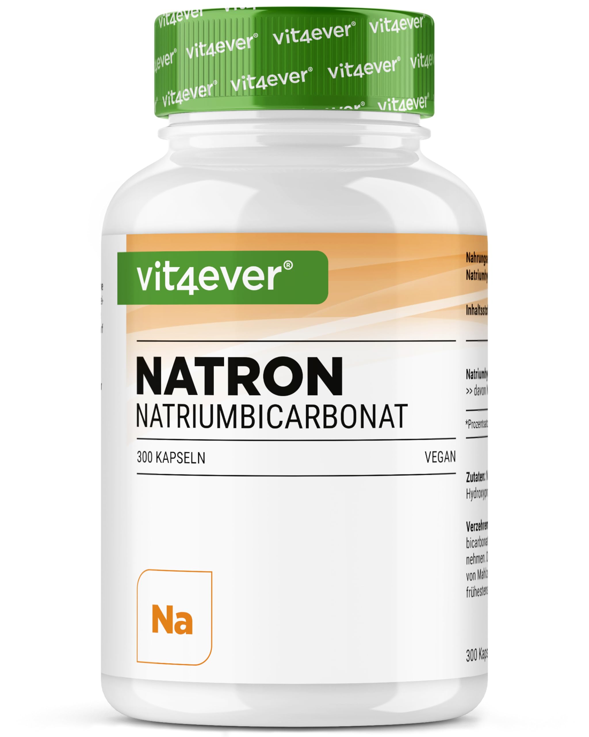 vit4ever Gélules de Bicarbonate de Sodium 1000 mg - 300 Gélules - Bicarbonate de Sodium Hautement Dosé - Vegan, Sans Additifs Inutiles