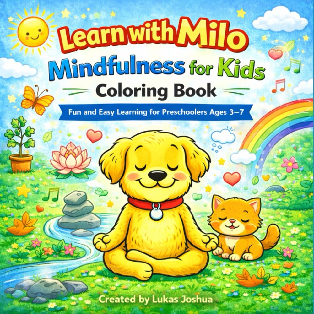 Learn with Milo: Mindfulness for Kids Coloring Book: Fun and Easy Learning for Preschoolers Ages 3–7