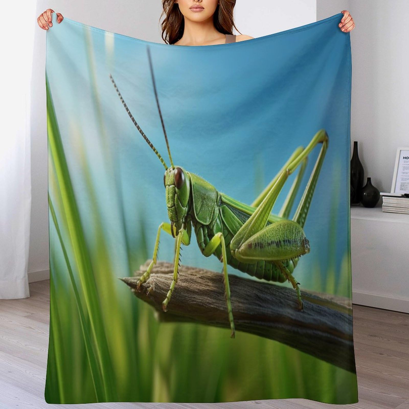 Couverture en flanelle super douce Sauterelle plaid chaud toutes saisons