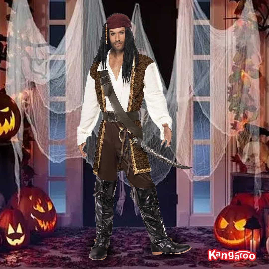 Kangaroo 1 Pair of Deluxe Black Pirate Boots Covers - Adjustable Faux Leather Costume Shoe Covers - Reusable Dress up Pirate Accessories Men, New Year Eve, Easter Costume Theme, Party Favors - Image 8