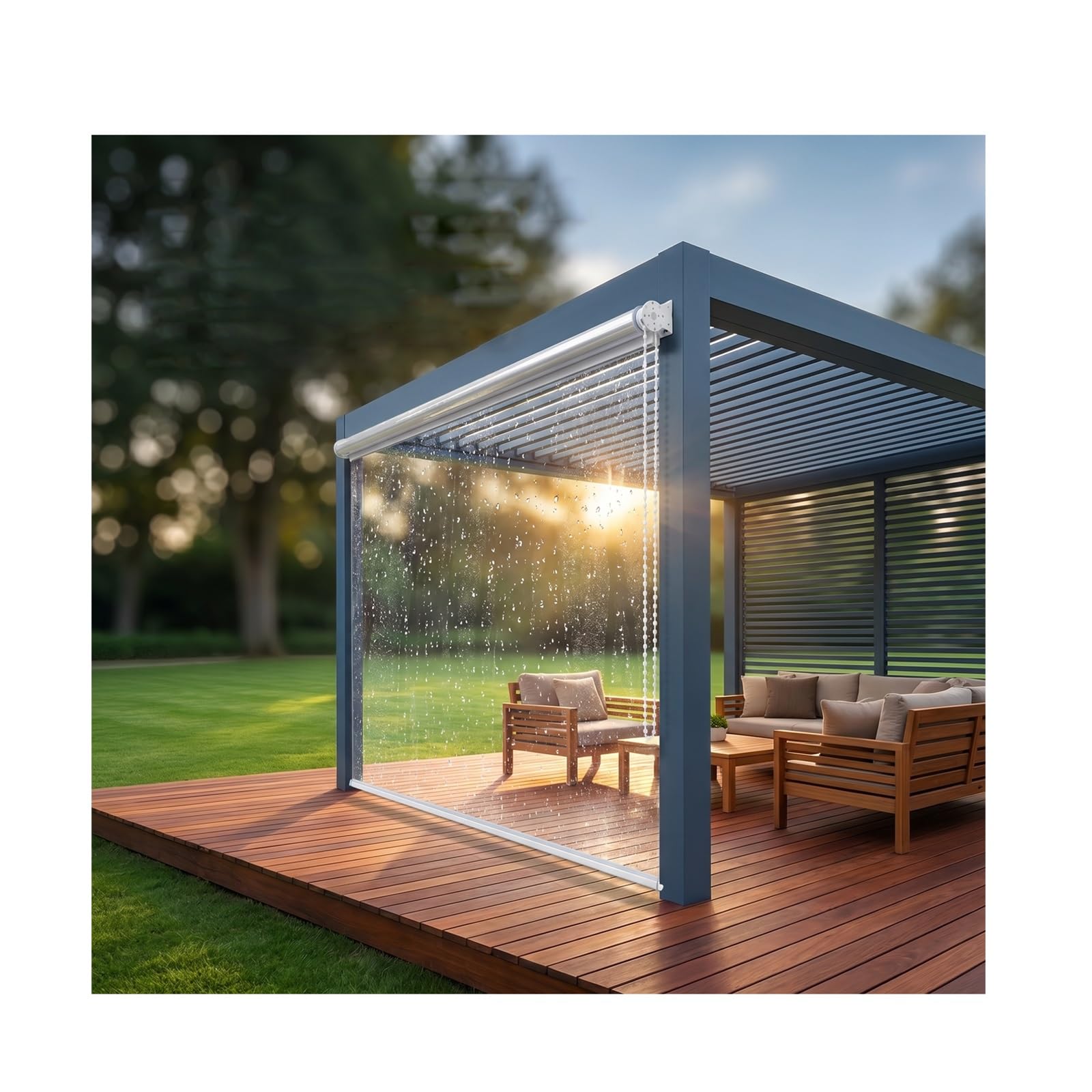 SHUDONGDEN 0.5mm Thick Transparent PVC Roller Blinds, Weatherproof Windproof Rainproof Clear Roll Up Shades,Thermal Insulated Plastic Window Curtains(W150*H200cm/W59.05*H78.74in)