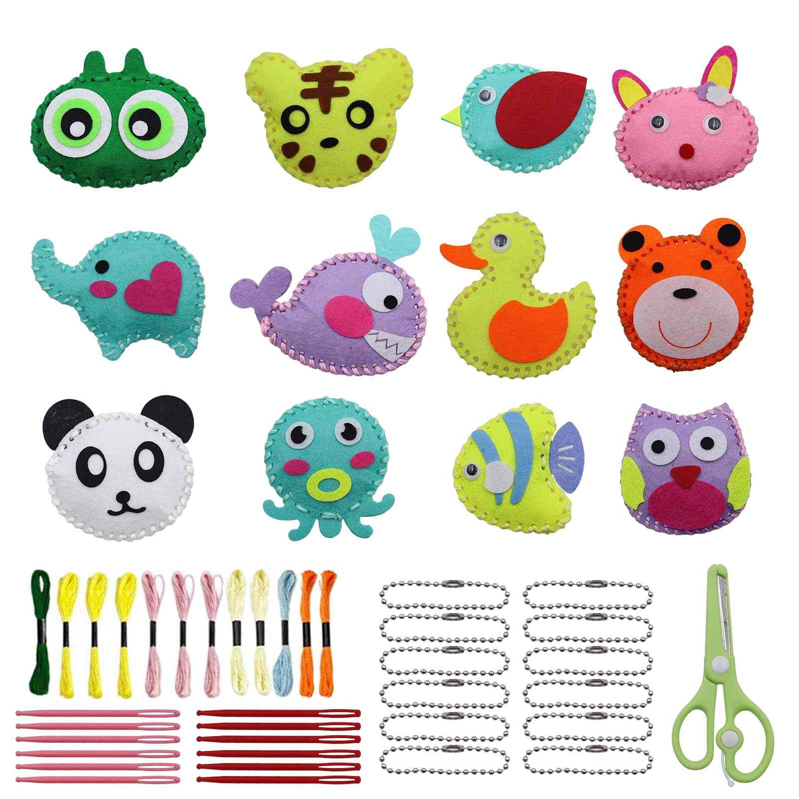 Set Cucito Creativo Per Bambini Da 6 Anni In Su - 11 Pezzi In Feltro Con Imbottitura E Forbici Sicure Per Realizzare Orsetti E Animaletti - 3
