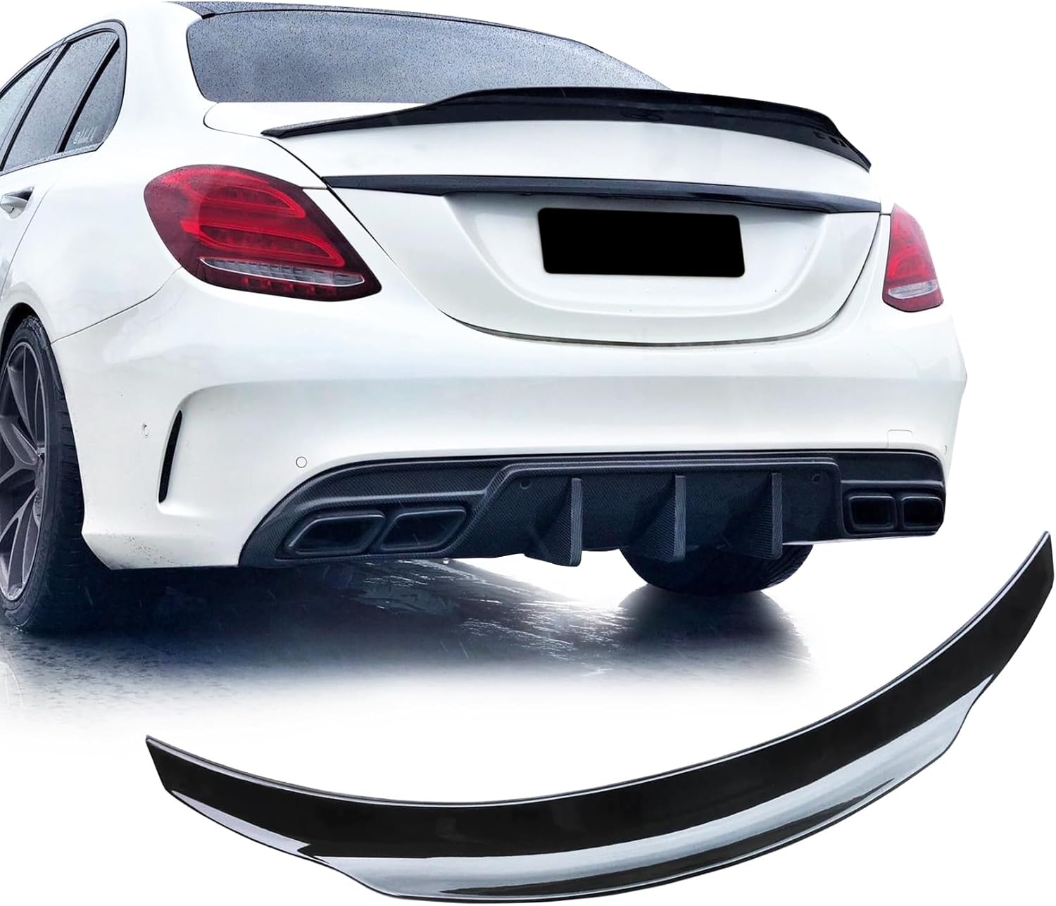 Rear Spoiler Wings for Mercedes Benz C Class W205 (2015-2021) C63 C160 C180 C200 C250 C300 C400 C450 C43 AMG Trunk Spoiler Wing Trunk Tail Rear Trunk Lid,Glossy Black - R Style Duckbill Spoiler W205 R Style-Glossy Black