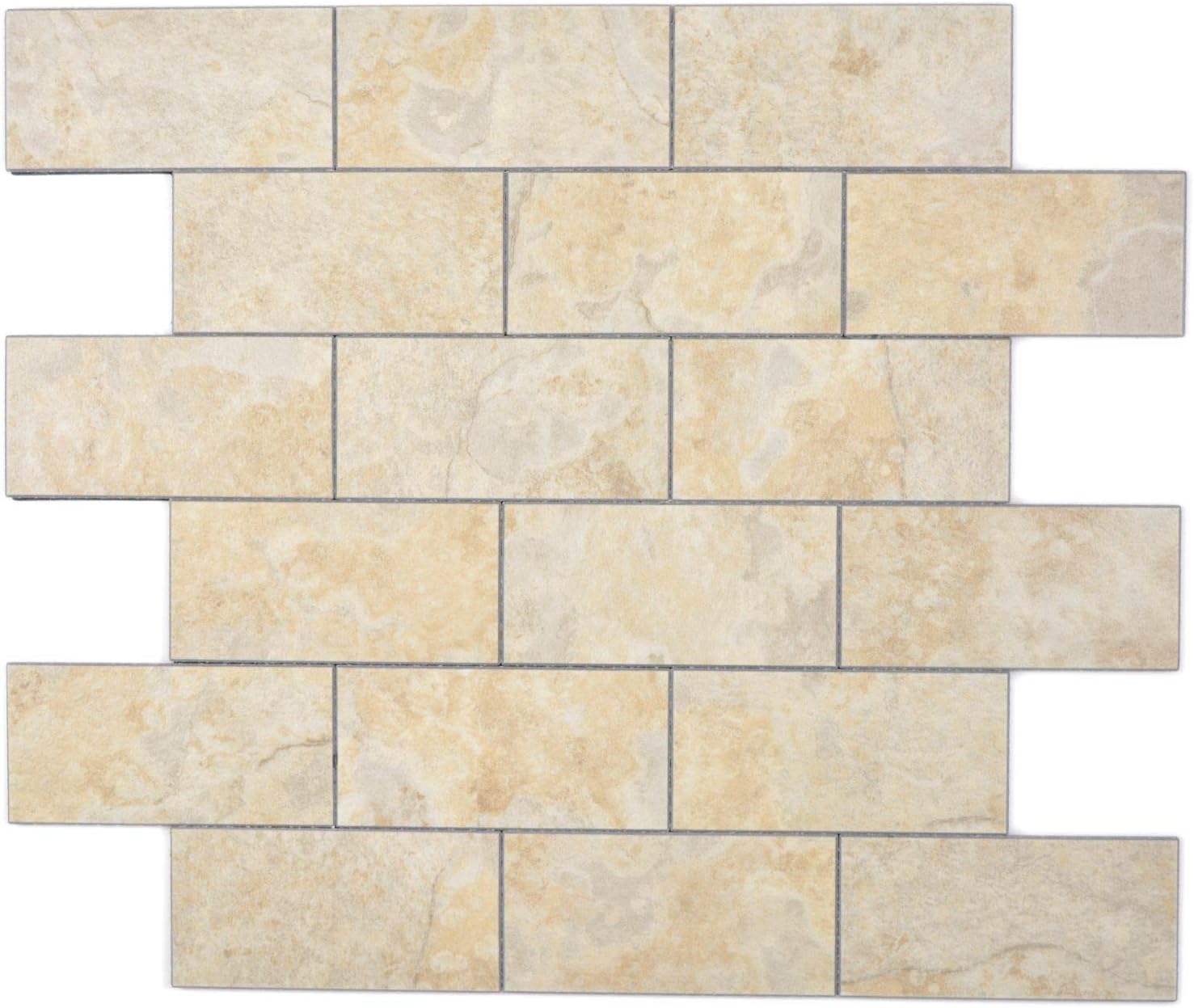 Selbstklebende Mosaikmatte In Steinoptik - Limestone Brown/Gold Für Küche & Wand