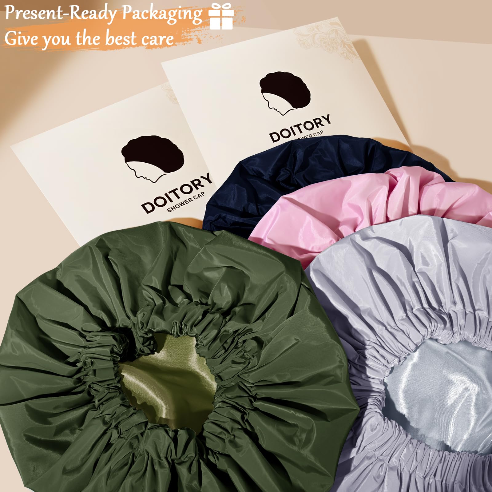 Satin Shower Cap for Women - Waterproof & Reusable -7