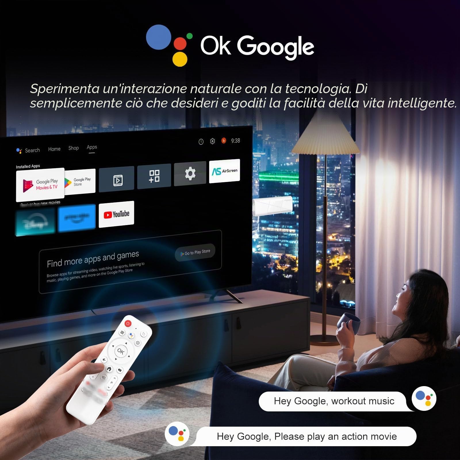 X88 H96 MAX Android 14.0 TV Stick ATV RK 3518 Quad-Core 16 GB WiFi6 2,4G/5,8Ghz BT5.0 4K AV1 Ultra HD Controllo Vocale Smart Home Player