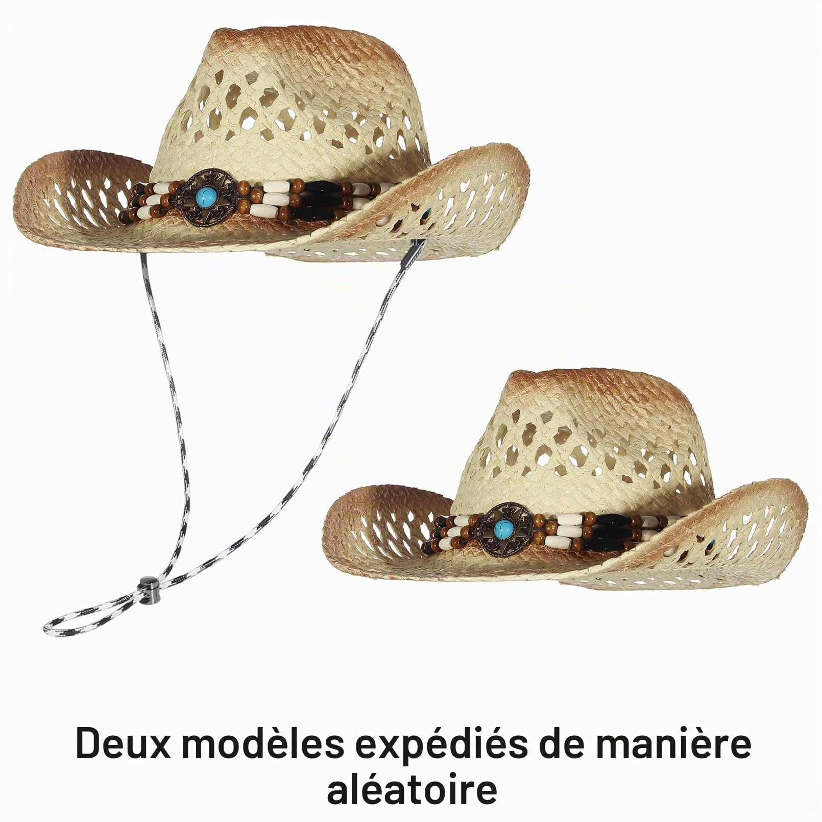 GEMVIE Chapeau de paille Panama pour femme, chapeau de cowboy, chapeau de plage, chapeau de soleil à large bord en paille enroulable