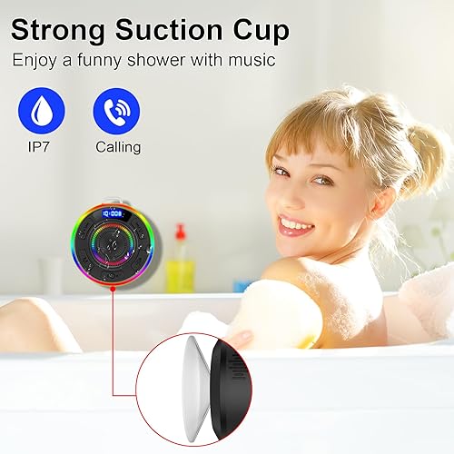 Miniatura 2 de Altavoz Bluetooth para ducha, IP7 impermeable altavoz portátil con sonido HD fuerte, luces RGB para el hogar, altavoces inalámbricos portátiles para