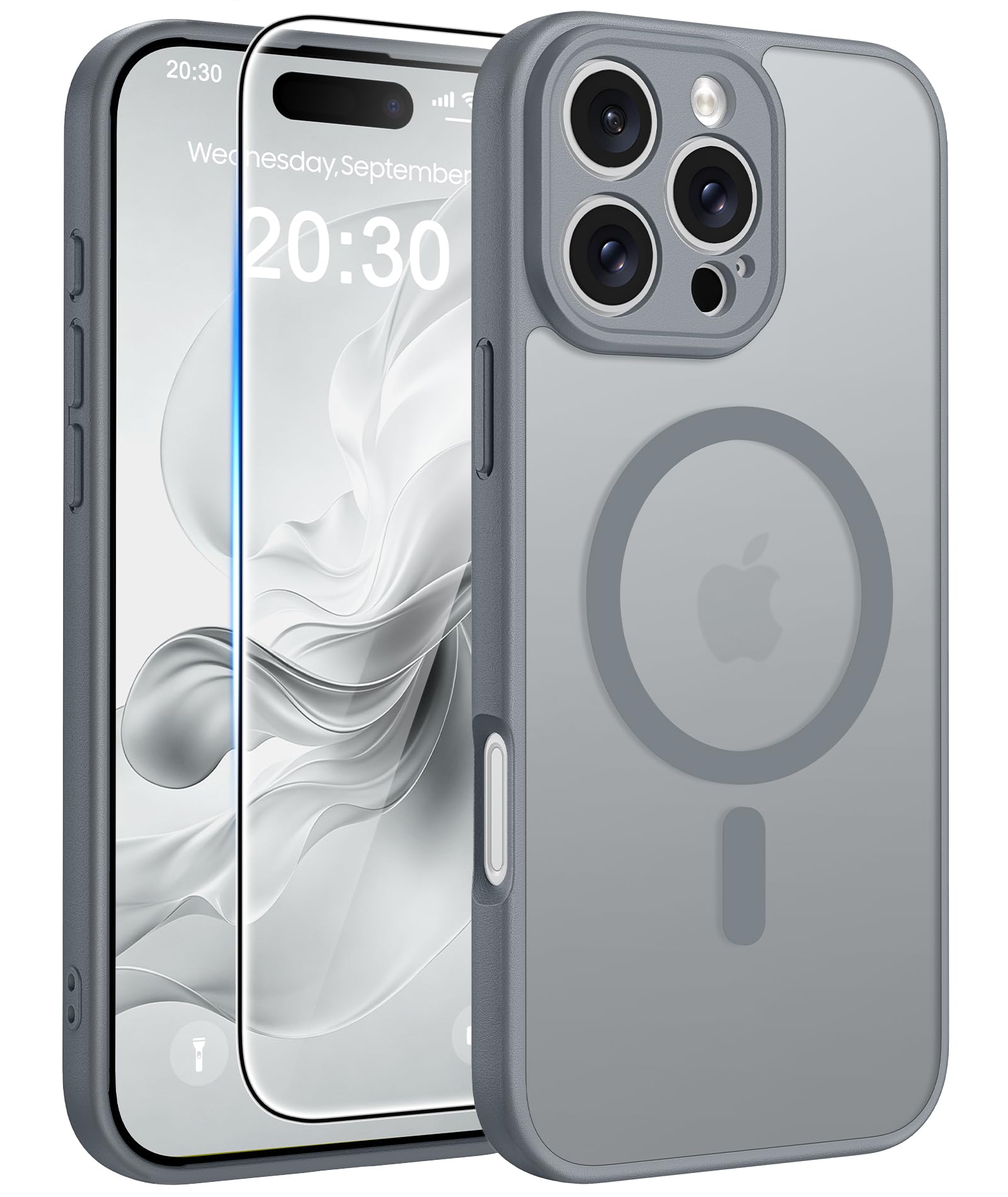 FNTCASE for iPhone 16 Pro-Max Case: Translucent Gray Fit for MagSafe