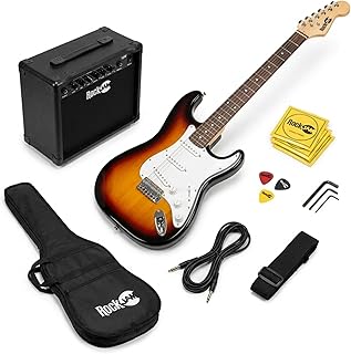 RockJam Full Size Electric Guitar Kit with 10-Watt Guitar Amp, Lessons, Strap, Gig Bag, Picks, Whammy, Lead and Spare Strings - SunBurst