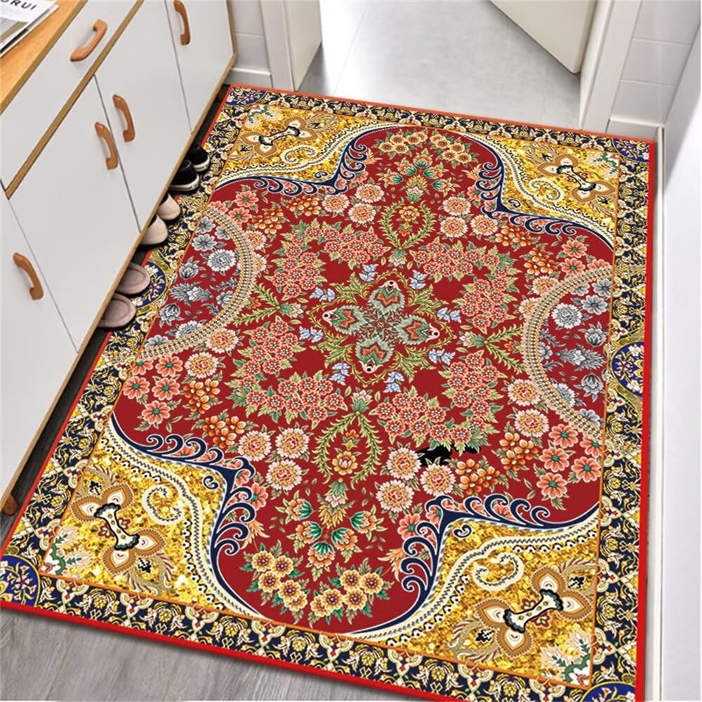 Tapis Ville Enfant Deco Chambre Fille Ado Tapis Rouge décoration de la Maison Festive Tapis de Salon rectangulaire Accessoires de Salle à Manger antidérapant Tapis B¨¦B¨¦ 90X150CM