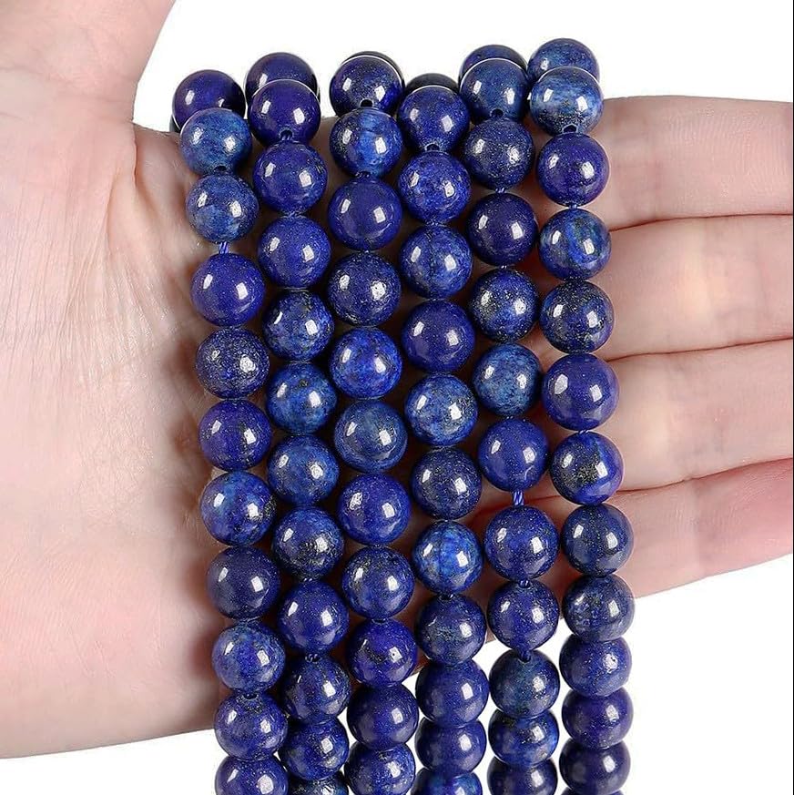 XIANNVXI 8mm Round Blue Loose Lapis Lazuli Beads for Jewellery Making Stone Gemstone Beads for Crafting 47 Pcs
