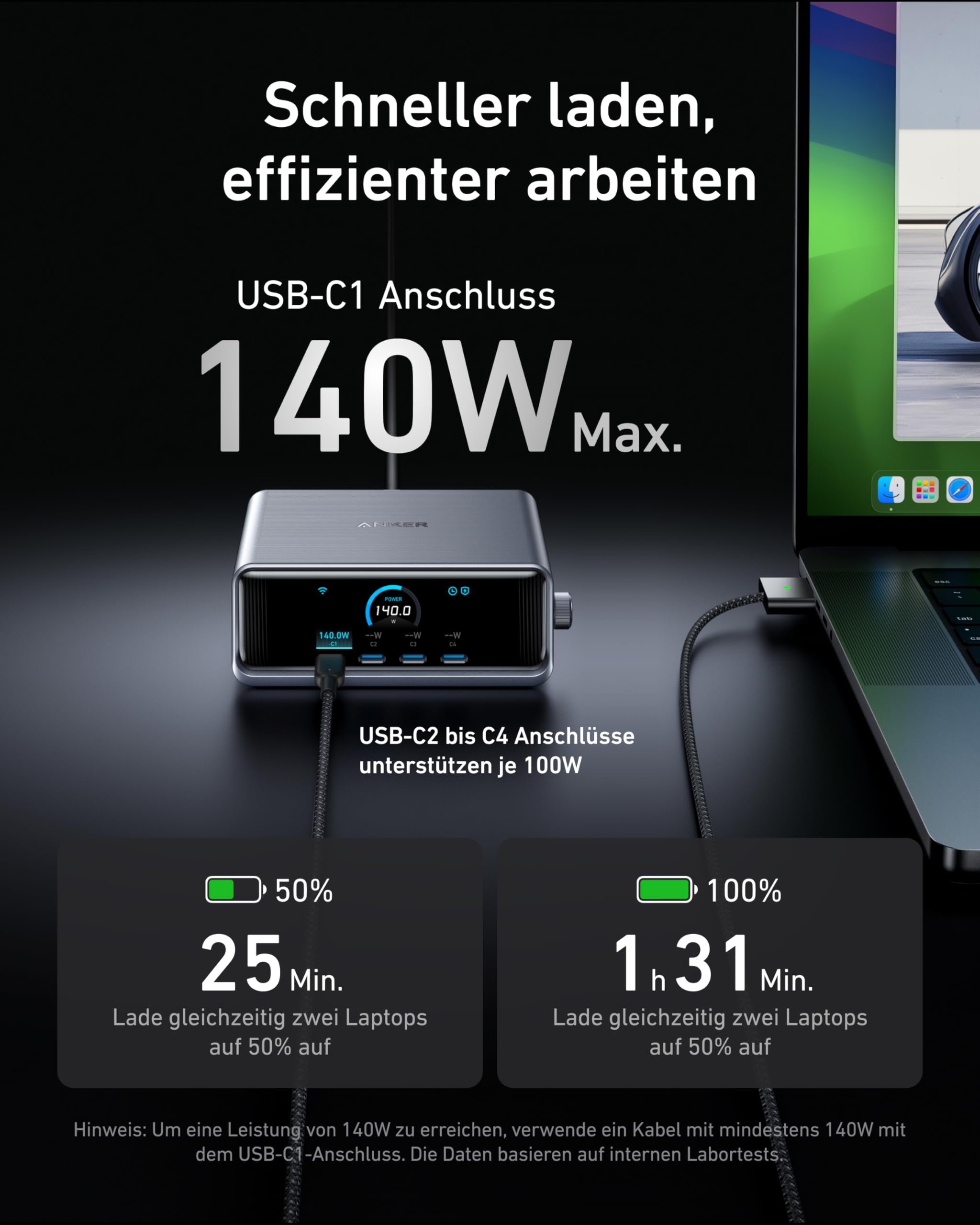 Anker Prime 250W USB-C Ladegerät, Ultra-schnelle 6-Port GaN 