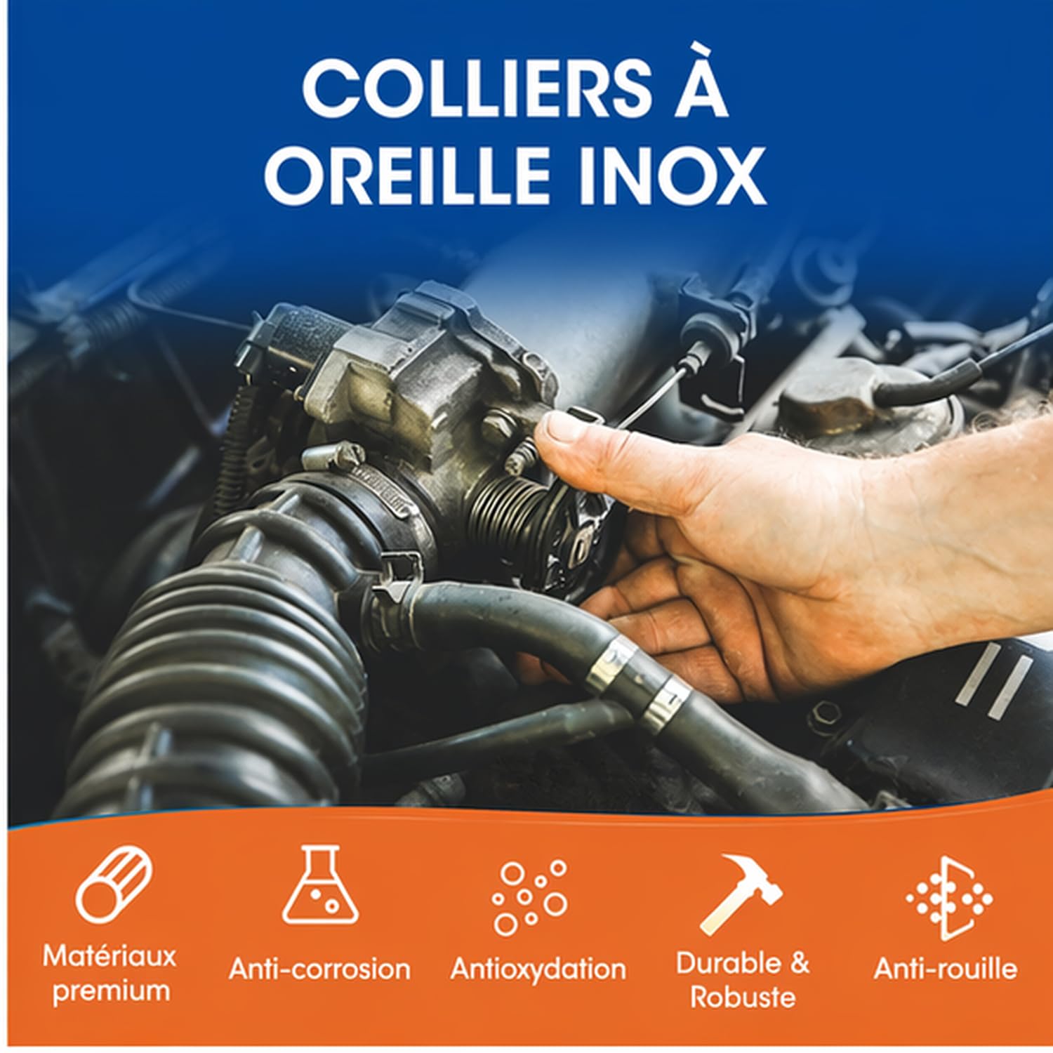 Lot de 130 Collier De Serrage Inox 5,8 à 21 mm Colliers de Serrage à Oreille Unique avec Pinc pour Canalisations, Conduites de Carburant et Automobile (Argent)