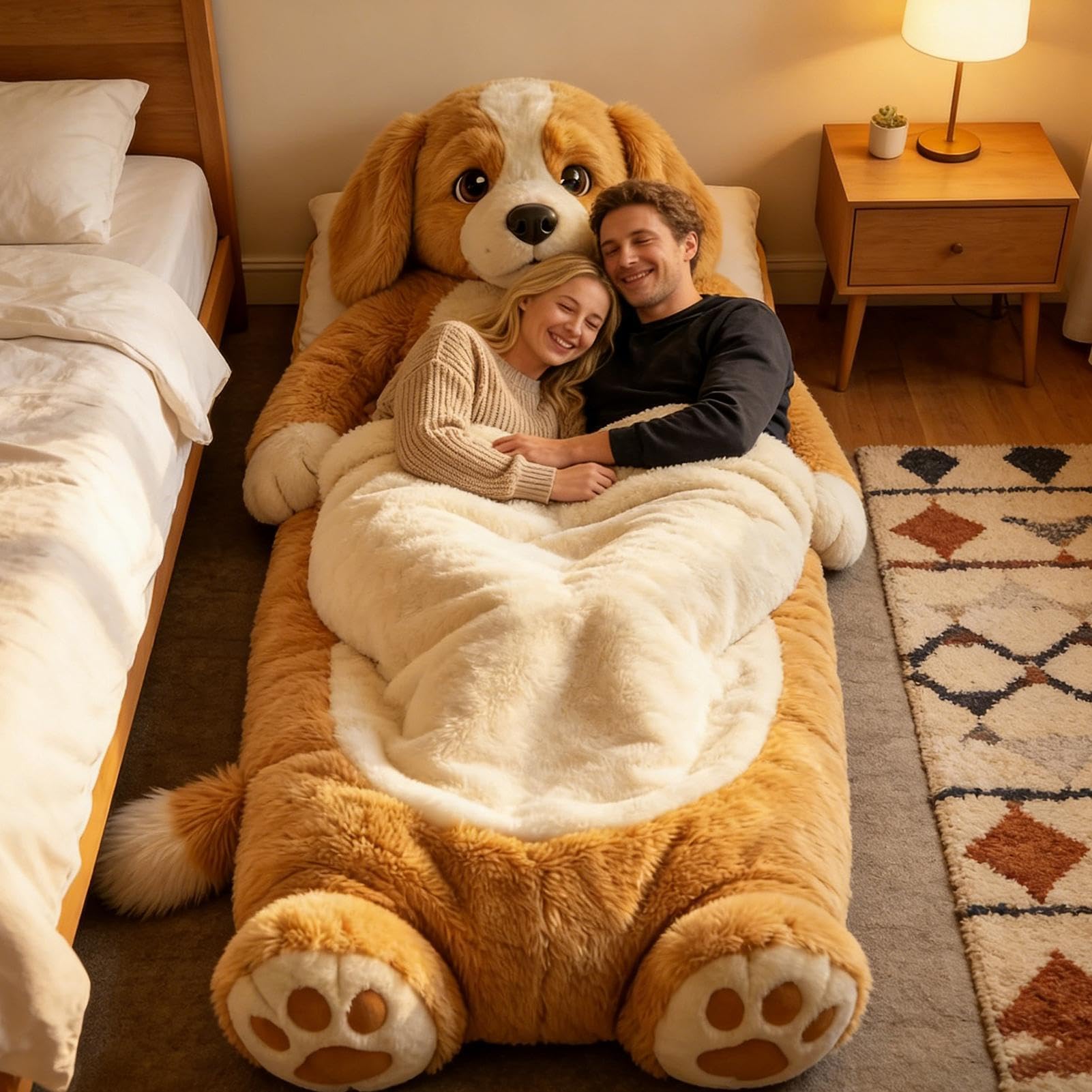 Dog Sleeping Bag for Adults, Adult Animal Sleeping Bag, Giant Plush Envelope Design for Camping & Sleepovers, Dog Themed Warm Blanket For Home, Camping, Travel Living Room Dorm — view 3