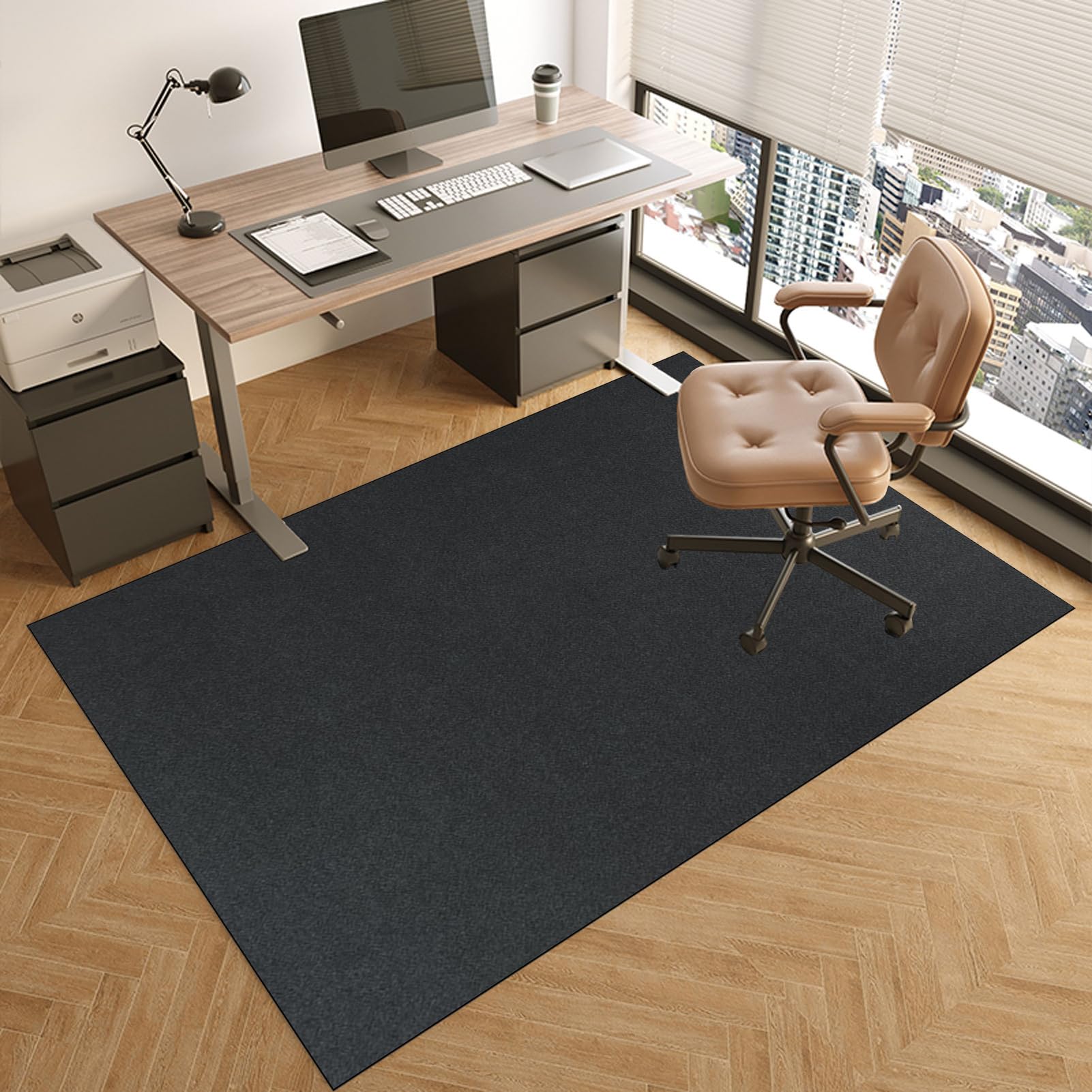 Protection Sol Antidérapante Tapis De Chaise Gaming Antidérapant - Protection Sol Silencieuse 120x180cm Tapis Bureau Polyester Caoutchouc