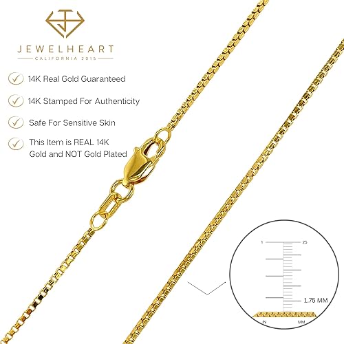 Miniatura 6 de JEWELHEART Cadena de eslabones de oro de 14K y 10K auténtica - 1mm 1.25mm 1.5mm 1.75mm 2.85mm Cadena de eslabones de oro con corte de diamante