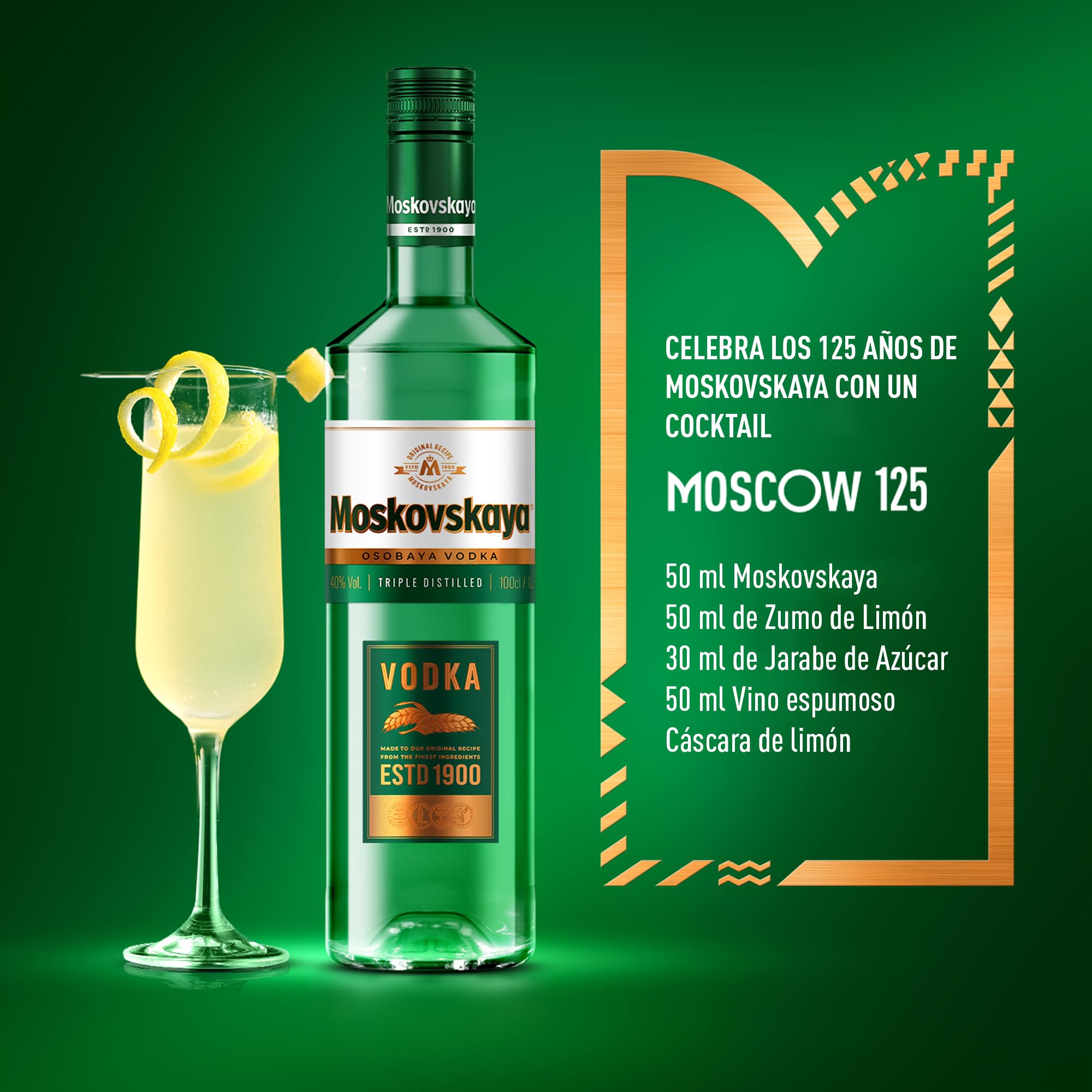 Moskovskaya Osobaya Vodka 100cl 38% Vol Destilada con ingredientes naturales