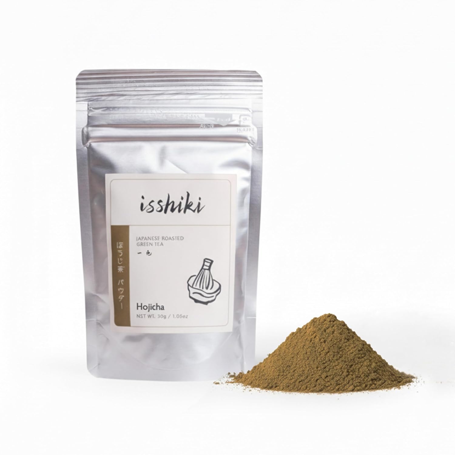Isshiki Matcha Hojicha Powder – Low Caffeine Roasted Green Tea from Uji, Japan – Smooth, Nutty Flavor with Full-Body Tones – Authentic Japanese Loose Powder for Daily Enjoyment - 30g (20 Servings)
