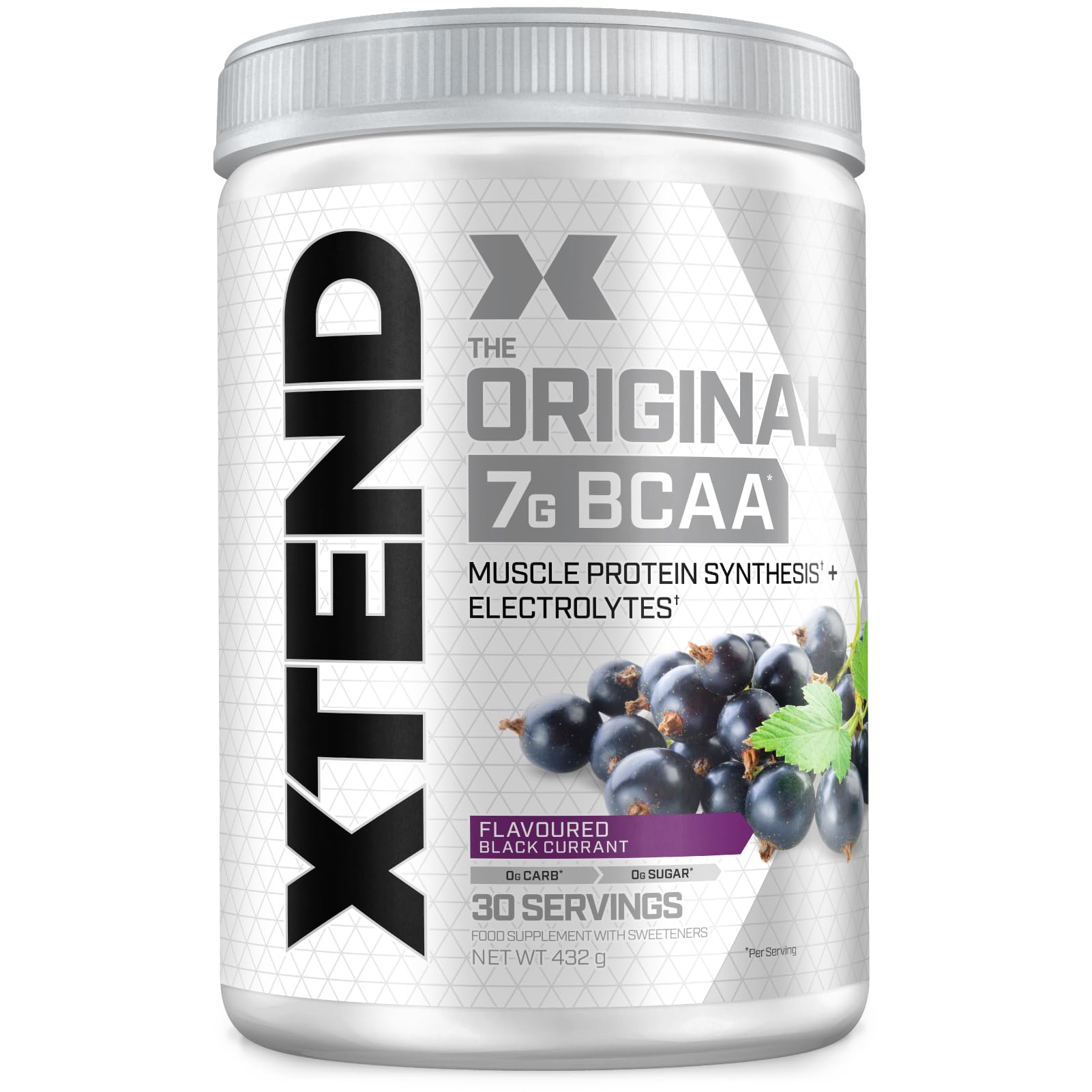 XTEND Original BCAA Powder Blackcurrant 30 Servings | 7g BCAAs Per Serving | Sugar Free Branched Chain Amino Acids and Electrolytes Powder for Post Workout Muscle Recovery and Hydration