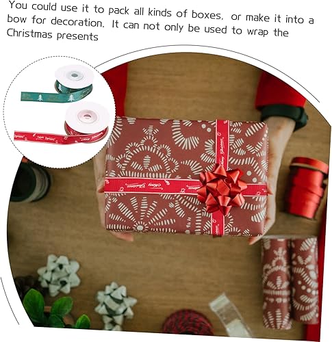 Miniatura 4 de SEWACC 2 Rolls Christmas Printed Ribbon Ornaments Ribbon Christmas Tree Ribbon Craft Making Ribbon Scrapbooking Ribbon Ribbons for Crafts Xmas Tree