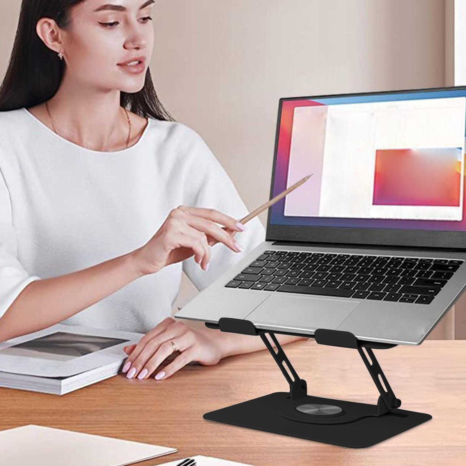 Supporto Regolabile Laptop Portatile Regolabile a Rotazione 360° Ergonomico | Supporto raffreddante notebook per Ufficio Domestico, Studio in Casa, Camera da , Soggiorno, Computer, Laptop