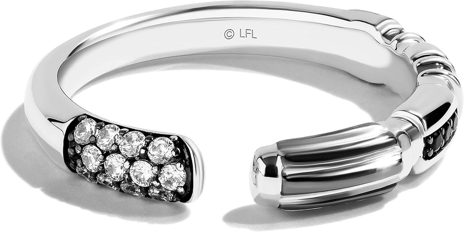 Jewelili Star Wars™ Fine Jewelry Darth Vader™ Men's/Women's Sterling Silver and Black Rhodium Light Saber Ring with 1/5 Ct.Tw. Diamonds