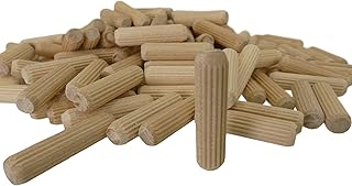 Tech Team 200-Pack Fluted Birch Dowel Pins – 1/4” x 1-1/8” Wood Dowels for Joinery, Furniture Building, Shelving, Cabinet Frames & Chair Repairs | Clean-Cut, Ribbed, High-Strength Woodworking Dowels