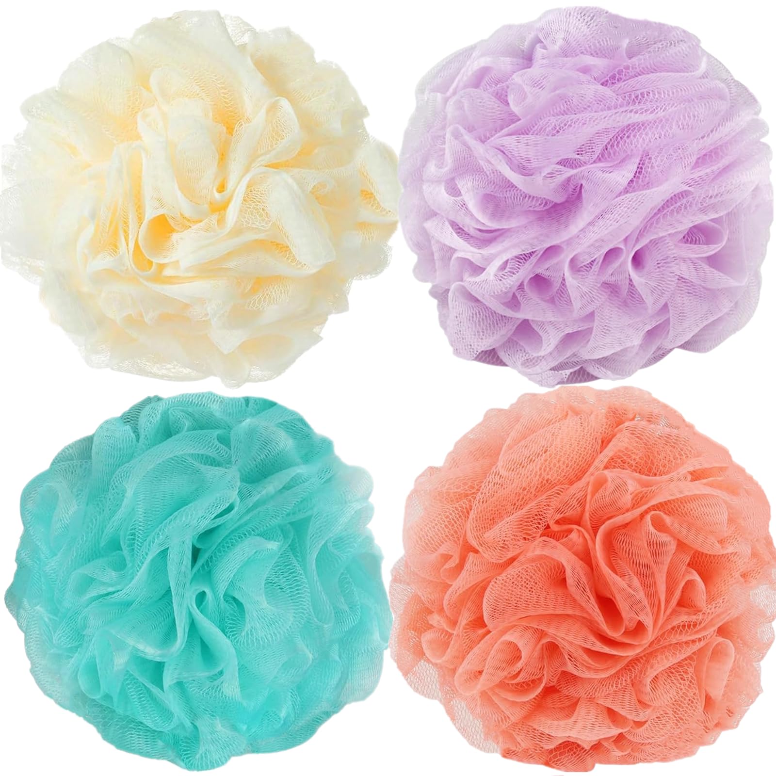 Fu Store Loofah Sponge 70g/Piece Bath Sponges Shower Loofahs Mesh Balls for Body Scrubber Wash Exfoliating Bathroom Men Women - 4 Pack Scrubber Cleaning Loofah Bathing Accessories 70g 4Pack
