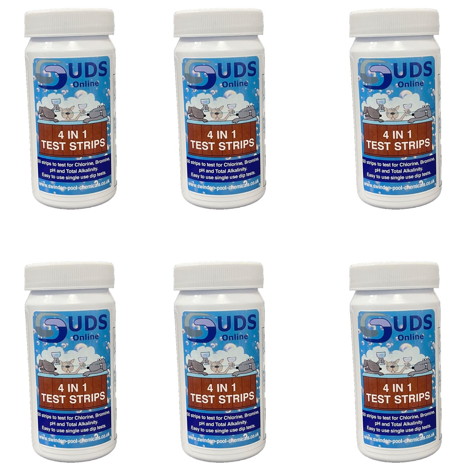 SUDS-ONLINE Premium 4-Way Test Strips Free Chlorine/BROMINE,PH And Total Alkalinity For Tub Testing Dip Swimming Pool -300 Test Strips