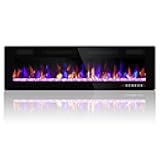 50 Inch Electric Fireplace Wall Mounted/Recessed, Electric Fireplace Insert with 51000BTU for 410 sq ft Room, Multicolor Flame with Timer/Touch Screen/Remote-Slim