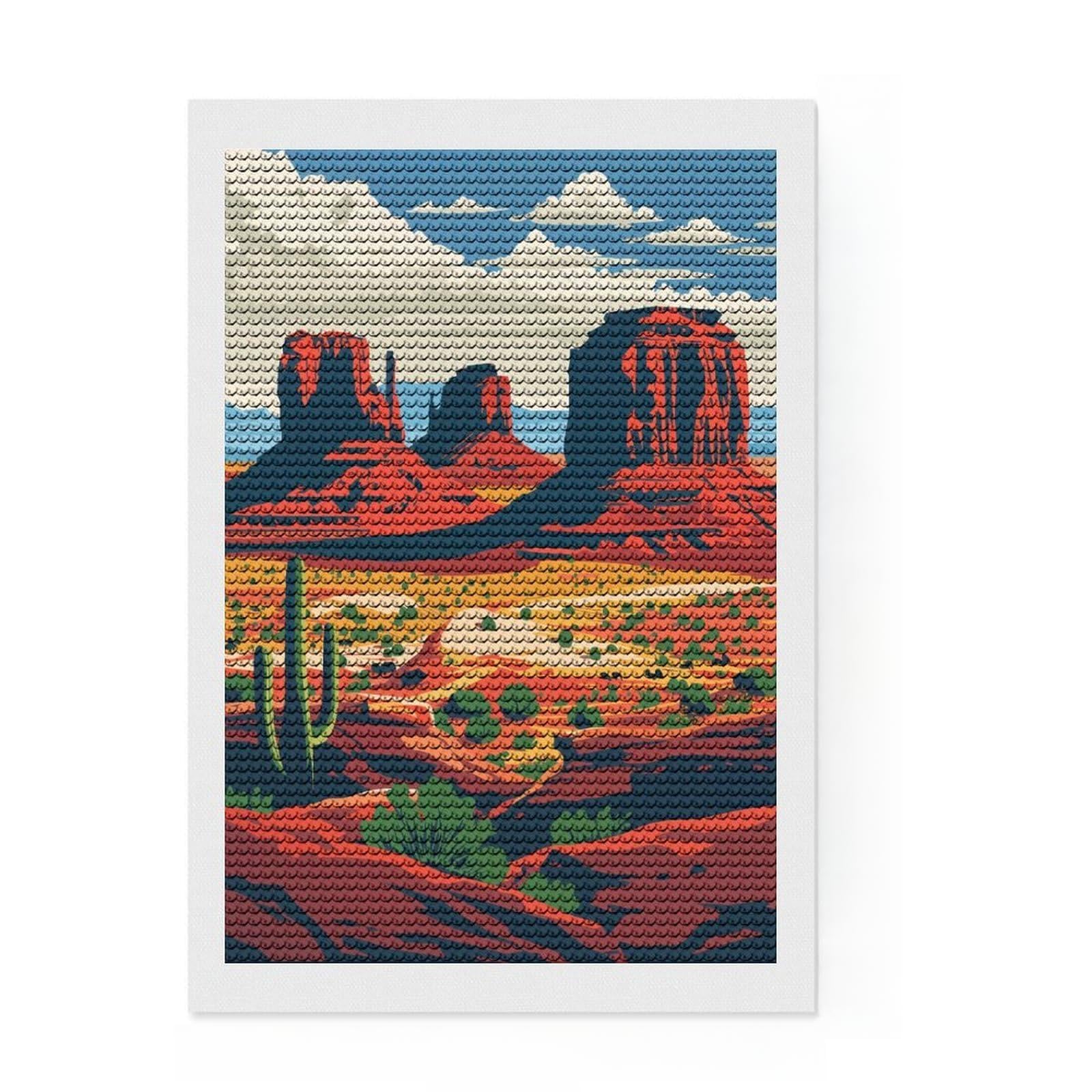 Junmoney Monument Valley Landscape Diamond Art Kit 8"x12", for Adults, Decorate Your Room, Christmas Gift, Farmhouse Decor, Finish and Display