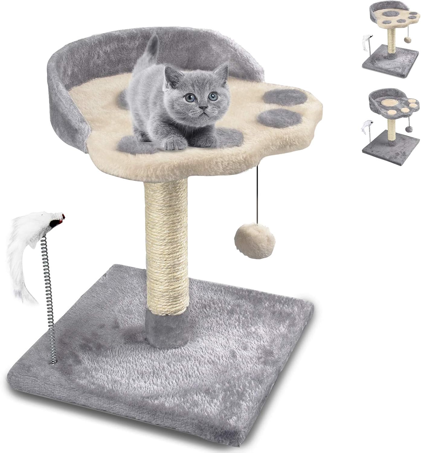 KORIMEFA Small Cat Tree Kitten Cat Tower with Natural Sisal Scratching Posts Cat Activity Tree