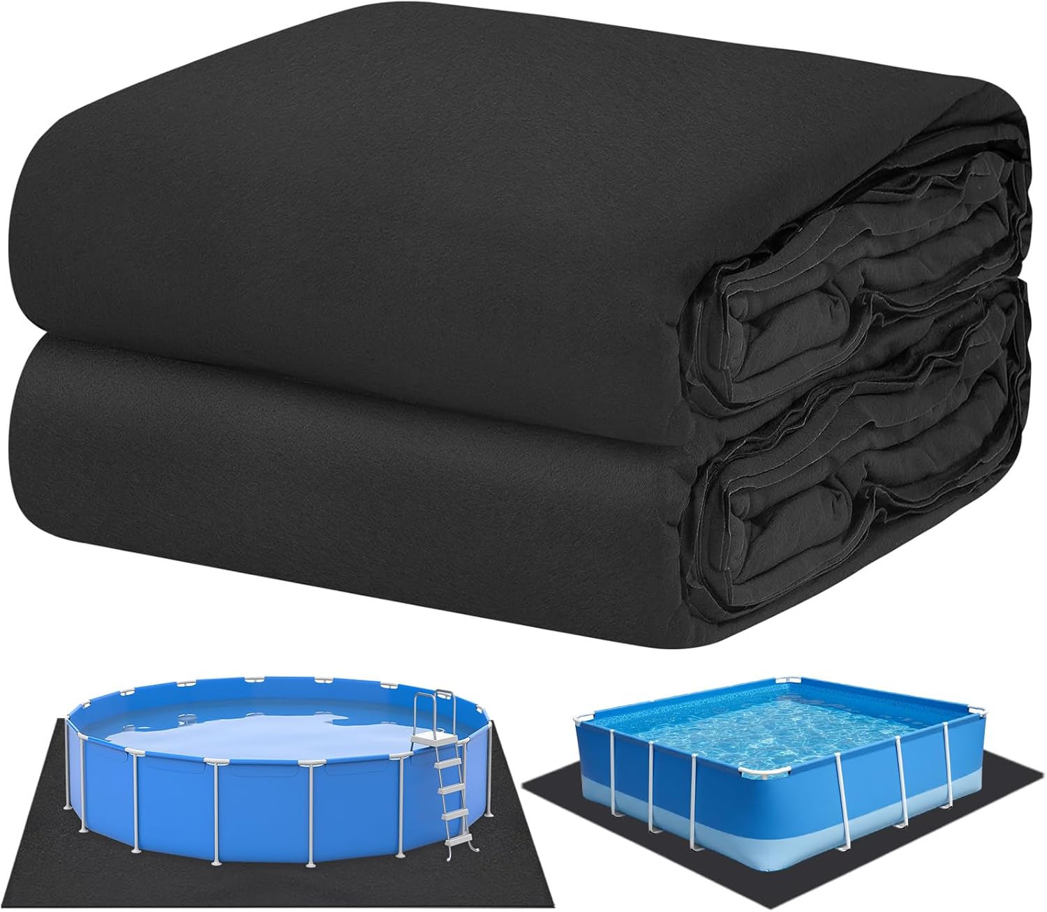 24 ft x 24 ft Pool Liner Pad Square Above Ground Swimming Pool Felt Fabric Mat Cloth for Puncture Resistant Weed Barrier Comfortable Underfoot