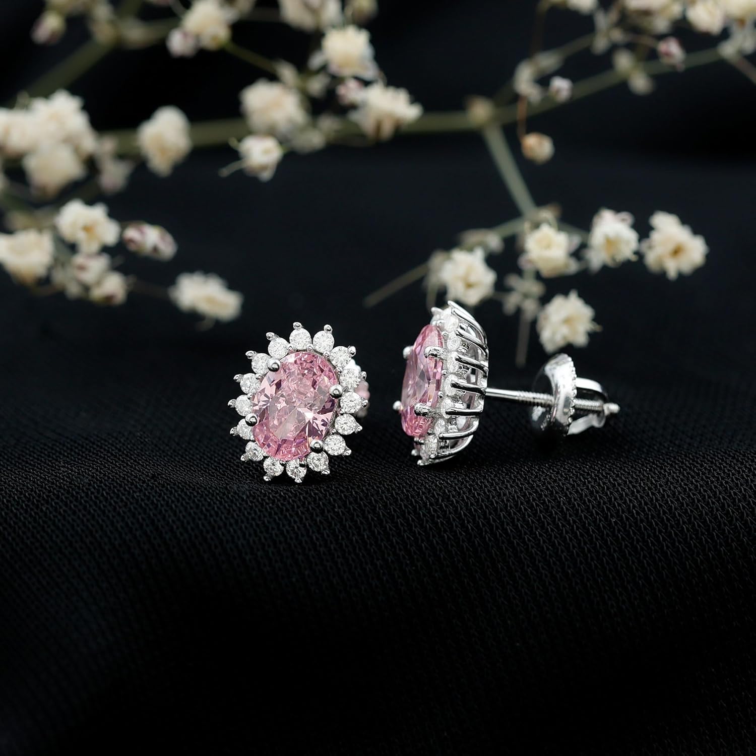 Certified 2 Carat Lab Grown Pink Sapphire Earrings in Silver, Aaaa Quality, Pink Sapphire Stud Earrings - Ready To Gift